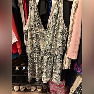 Snake skin print short romper